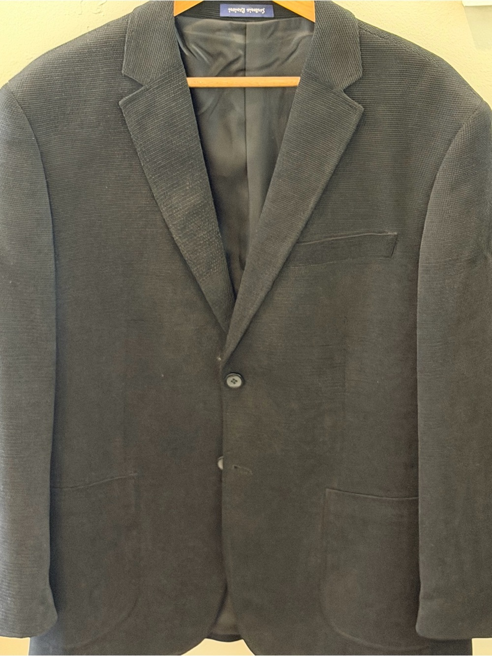 Men's Black Corduroy Sport Coat - Classic Notch Lapel Blazer 46R